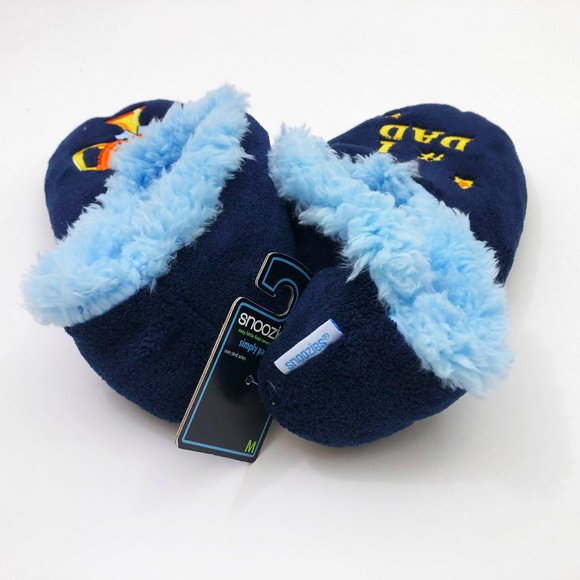 NWT Snoozies Men's #1 DAD Slippers Medium 9/10 Navy Blue Non Skid Soles - Picture 3 of 6